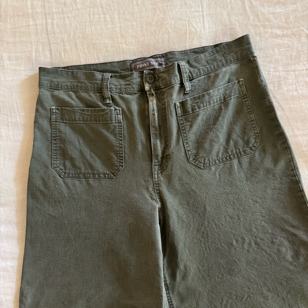 J. Crew Point Sur Wide Leg Crop Pants Olive Green